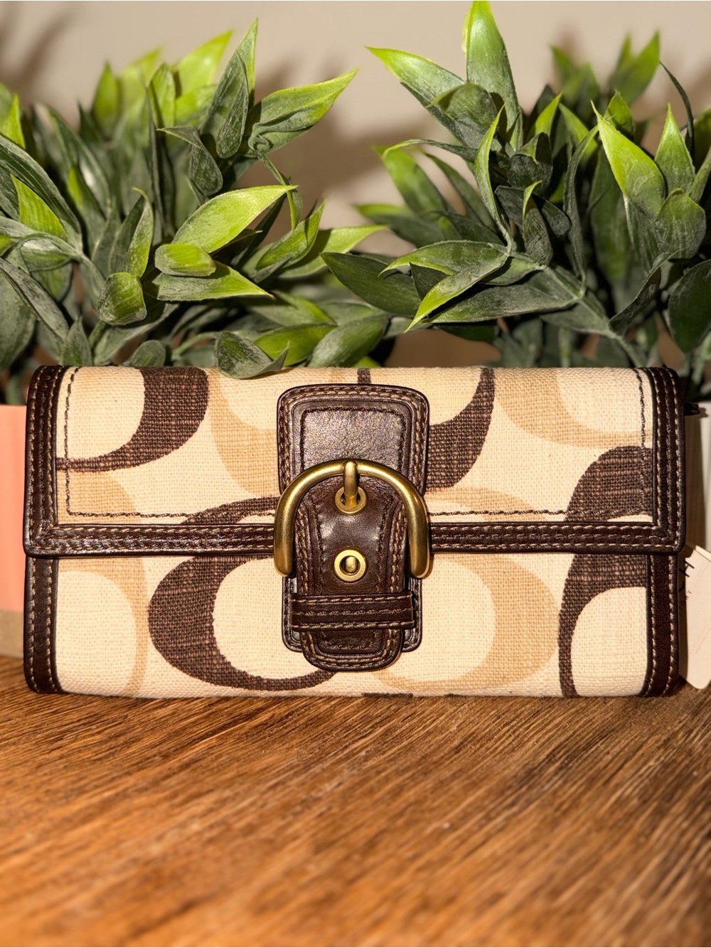 Coach cream Canvas wallet with tags